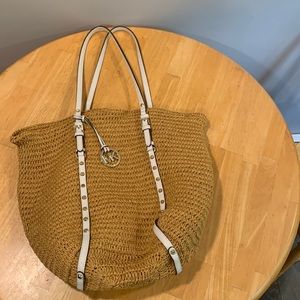 MICHAEL Michael Kors straw and leather studded beach bag